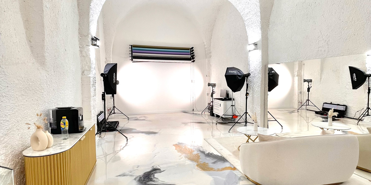 studio photo avec fonds colores