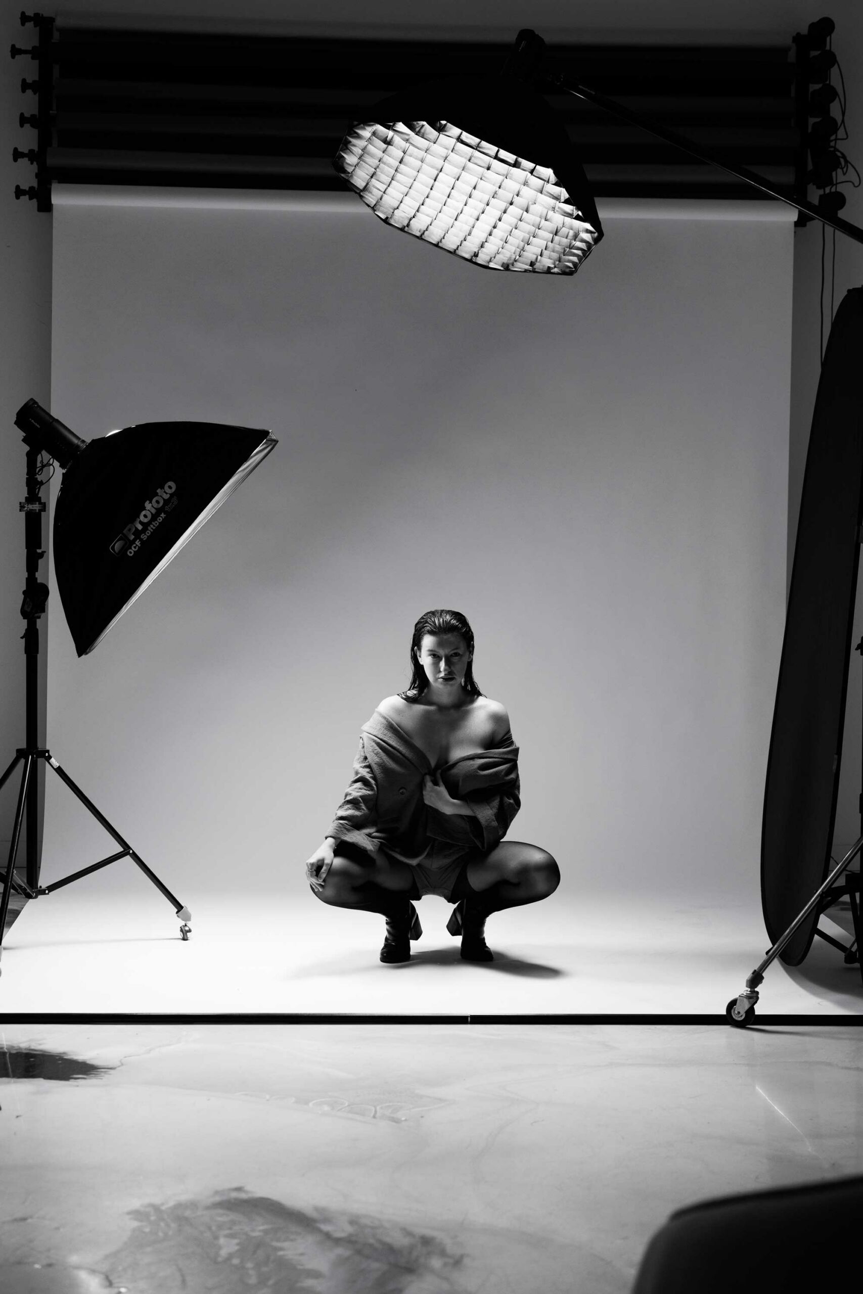 Photo backstage de shooting portrait en studio